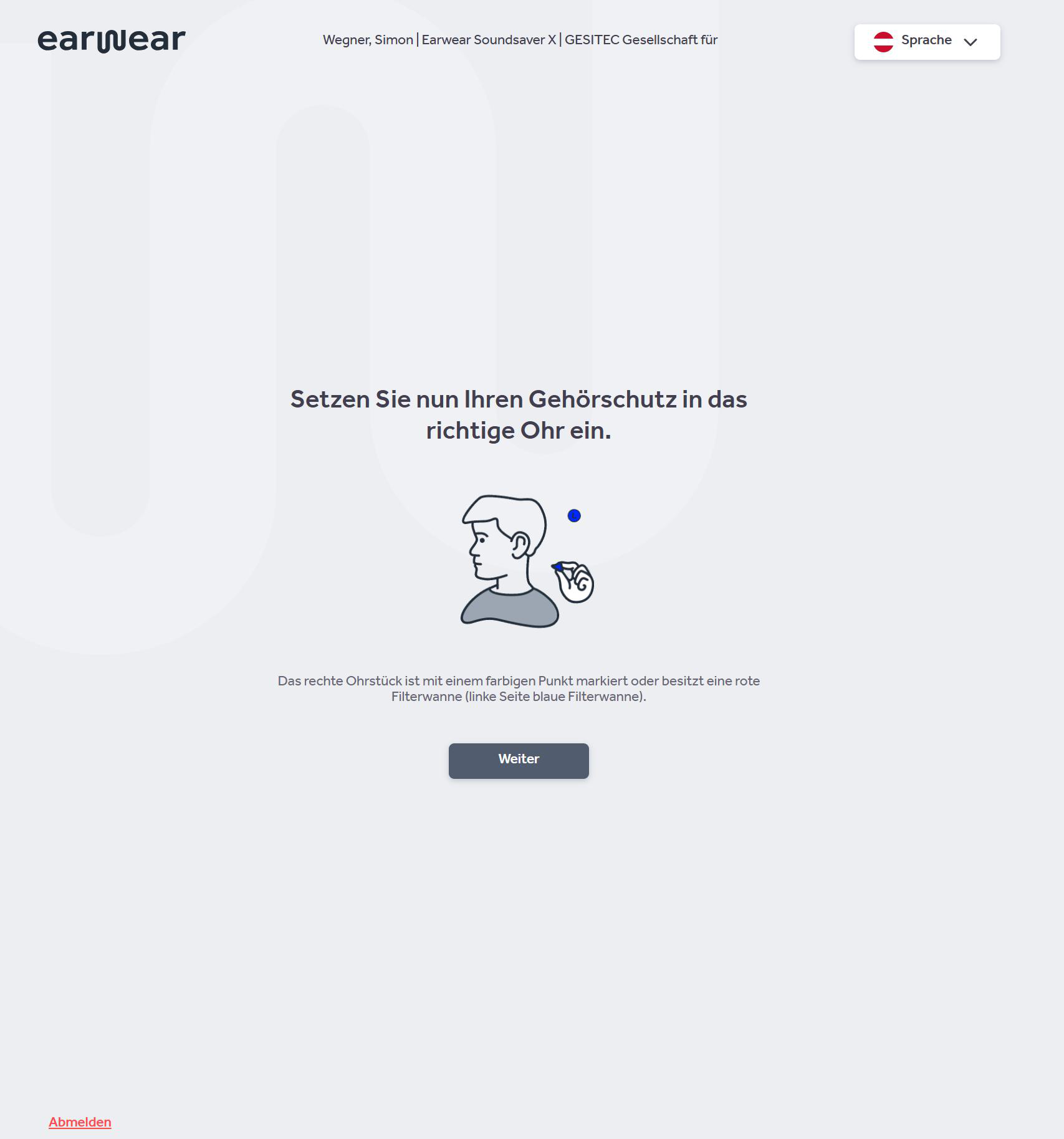 Gehörschutz ins richtige Ohr einsetzen