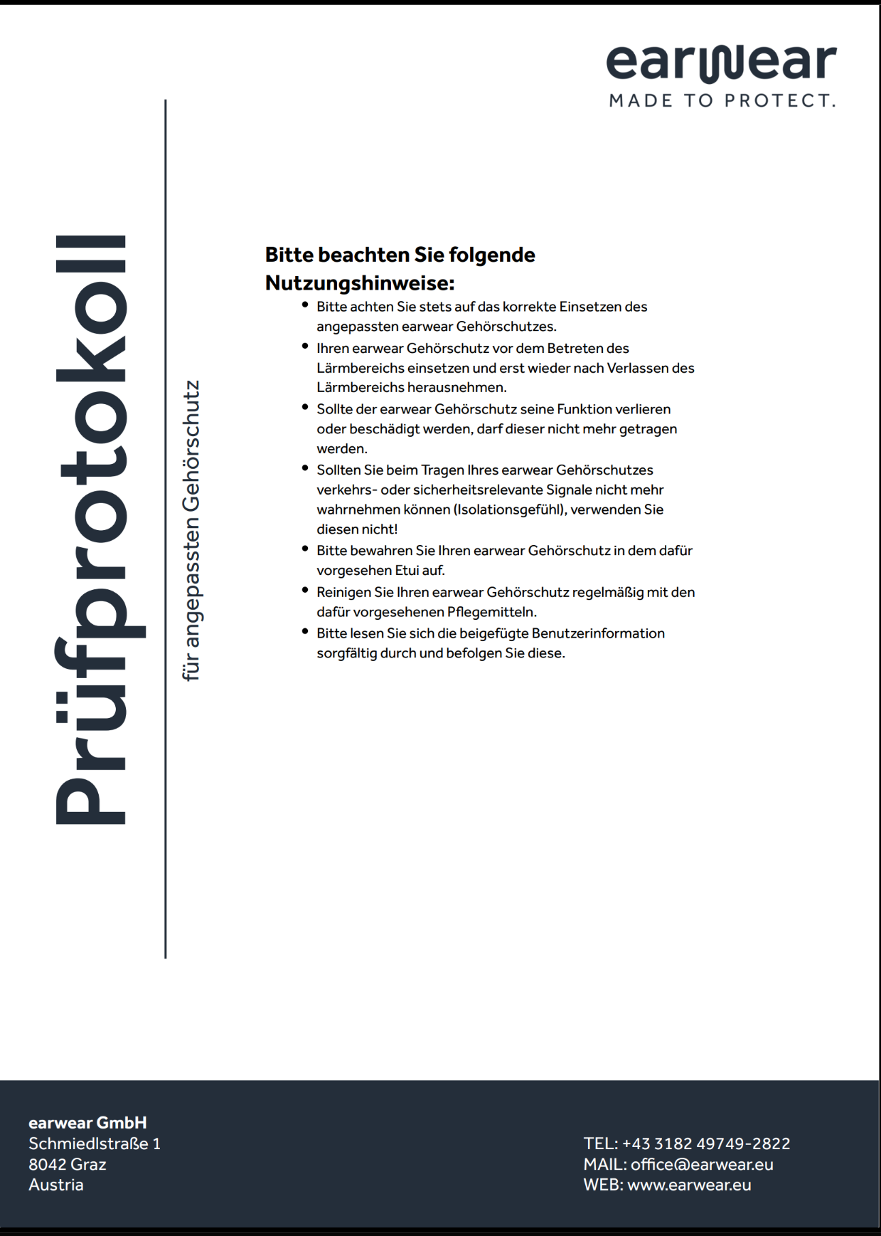 PDF Prüfprotokoll – Nutzungshinweise