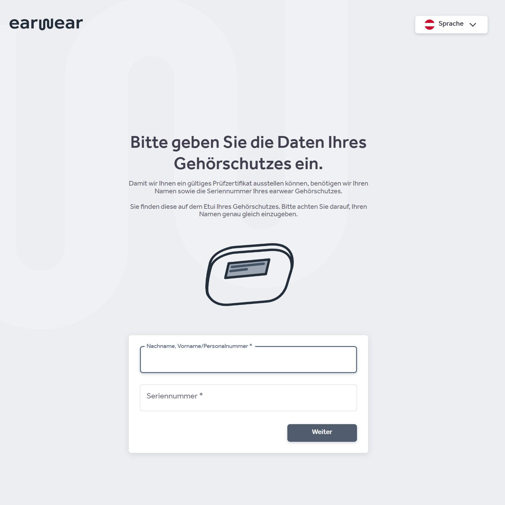 Daten des Gehörschutzes eingeben