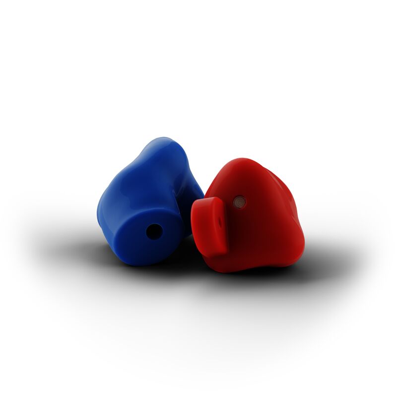 Transparenter maßgefertigter Industrie-Gehörschutz „Soundsaver“ aus weichem Silikon mit integriertem Filter, geprüft und zertifiziert für komfortablen Schutz bei Maschinen- und Arbeitslärm.